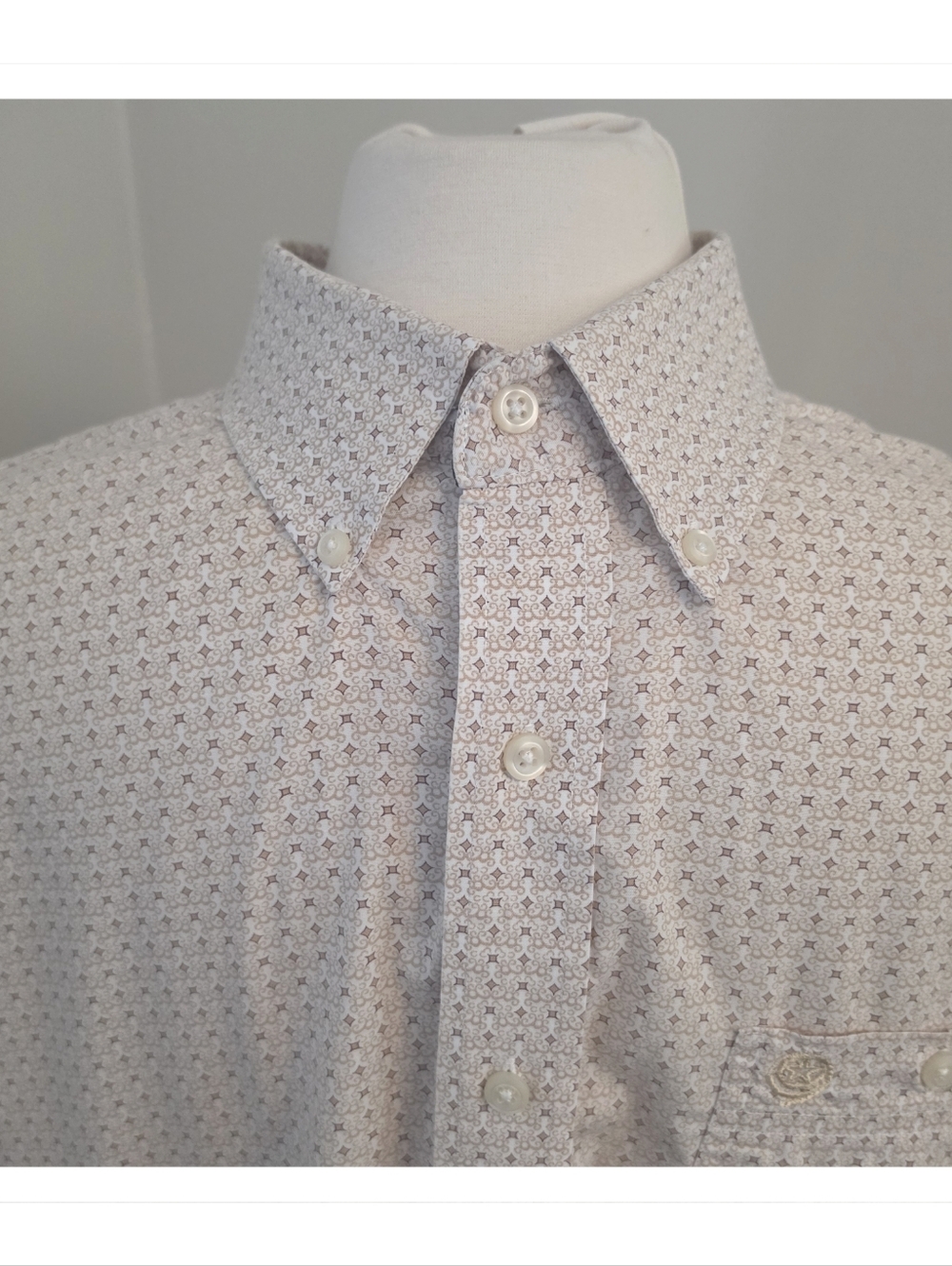Wrangler George Strait Collection Western Button‑Down Shirt Large Beige Pattern - Picture 2 of 8
